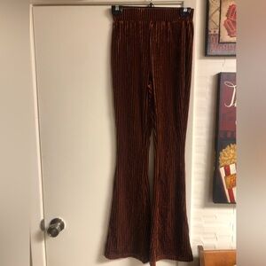 SHEIN BELL BOTTOM CRUSHED VELOUR PANTS SIZE S